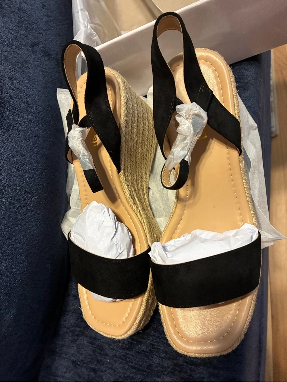 Wedge Espadrille Sandals - Black